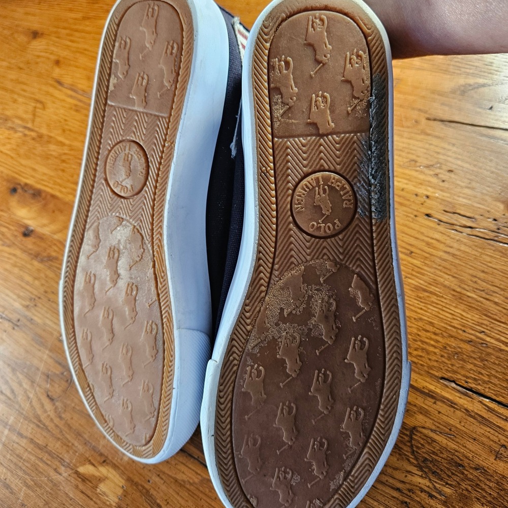 Polo Ralph Lauren Kids High Top Sneakers American Flag Canvas Shoes Size 4 - Picture 6 of 11